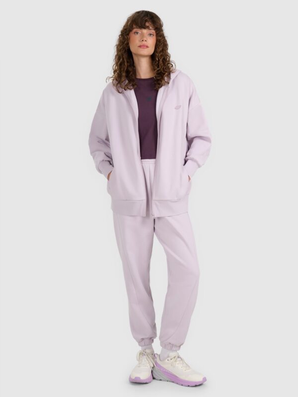 4F Bluza dresowa rozpinana z kapturem damska - fioletowa