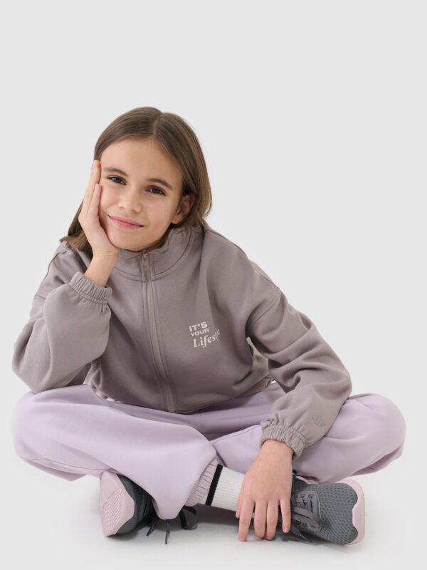 4F Bluza dresowa nierozpinana bez kaptura dziewczęca - beżowa 164 (13-14 lat)