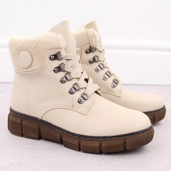 Botki damskie trapery ocieplane beżowe Evento 7973