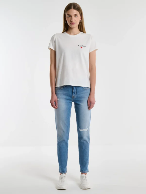 Jeansy damskie z podszytymi dziurami niebieskie Maggie 233