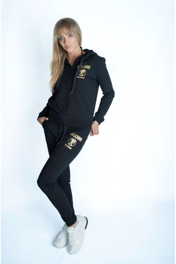 MOSCHINO SWIM Bluza damska rozpinana z kapturem czarna