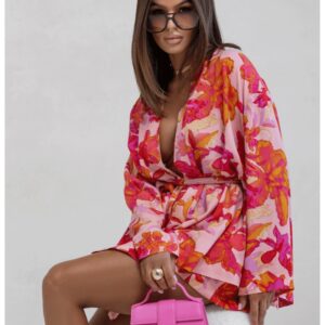 Wiskozowe kimono z wiązaniem PIRA w print - wzór 1