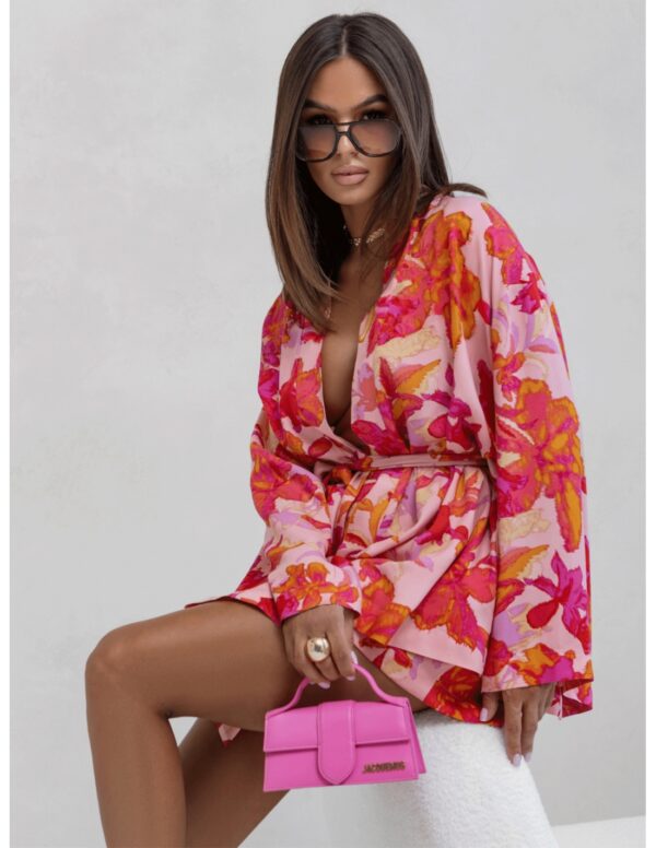 Wiskozowe kimono z wiązaniem PIRA w print - wzór 1