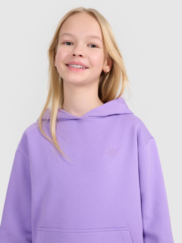 4F Bluza dresowa nierozpinana z kapturem dziewczęca - fioletowa 158 (12-13 lat)