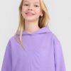 4F Bluza dresowa nierozpinana z kapturem dziewczęca - fioletowa 158 (12-13 lat)