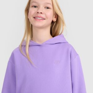 4F Bluza dresowa nierozpinana z kapturem dziewczęca - fioletowa 158 (12-13 lat)