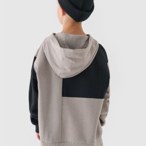 4F Bluza dresowa nierozpinana z kapturem chłopięca - szara 122 (6-7 lat)
