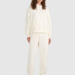 4F Bluza dresowa nierozpinana z kapturem damska - beżowa