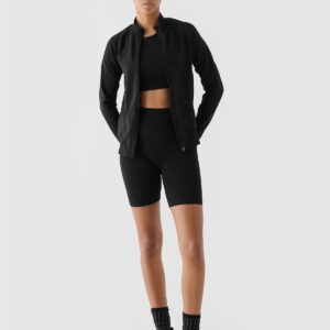 4F Bluza treningowa bezszwowa rozpinana bez kaptura 4F x Anna Lewandowska - czarna