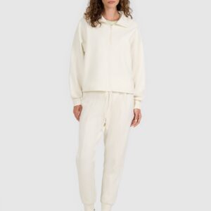 4F Bluza dresowa nierozpinana bez kaptura damska - beżowa