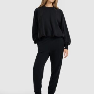 4F Bluza dresowa nierozpinana z modalem damska - czarna