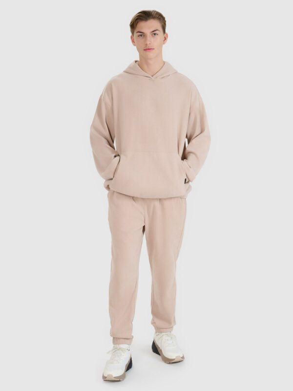 4F Bluza dresowa nierozpinana z kapturem męska - beżowa