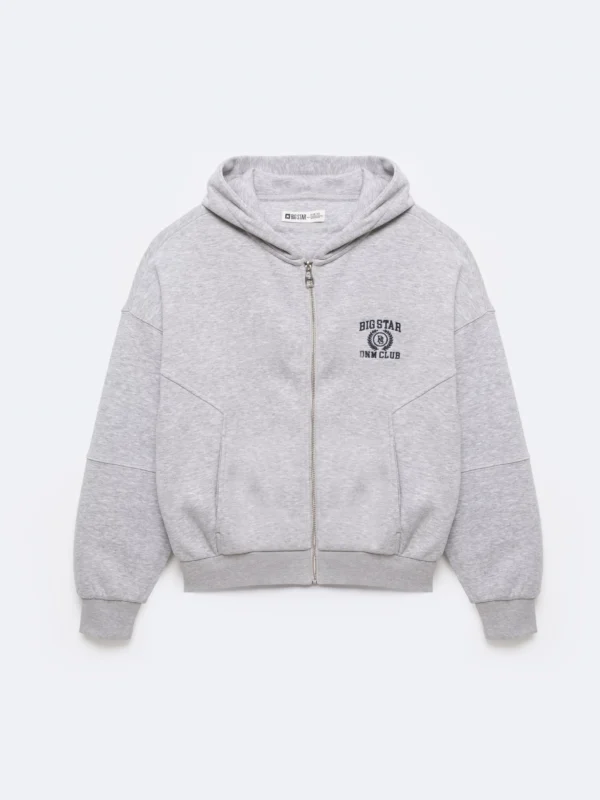 Bluza damska z kapturem rozpinana szara Madelina 901