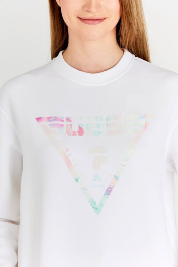 9798d5e3cc9bd60d8984cc28b2c92121675f94e5 GUESS Biała bluza damska z odblaskowym logo