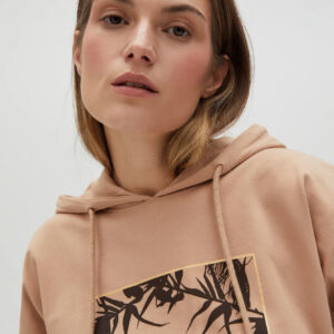 Bluza z kapturem i krótkimi rękawami beżowa