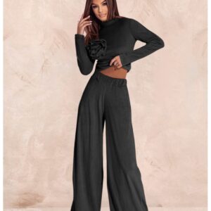 Welurowy dres spodnie + bluza ROSE - czarny