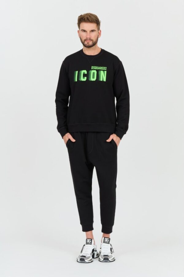 DSQUARED2 Czarna męska bluza Icon Blur Cool Fit Crewneck