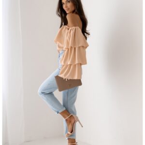 9b041ac3f5e02ba57e068484e132b75d7aaf6543 Bluzka hiszpanka z długim rękawem FLORA - beżowa