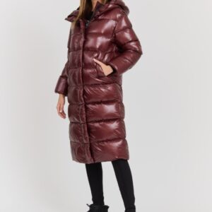 HETREGO Bordowy damski płaszcz puchowy Tara Woman Oversized Quilted Coat, Rozmiar 38 EU - 42 IT