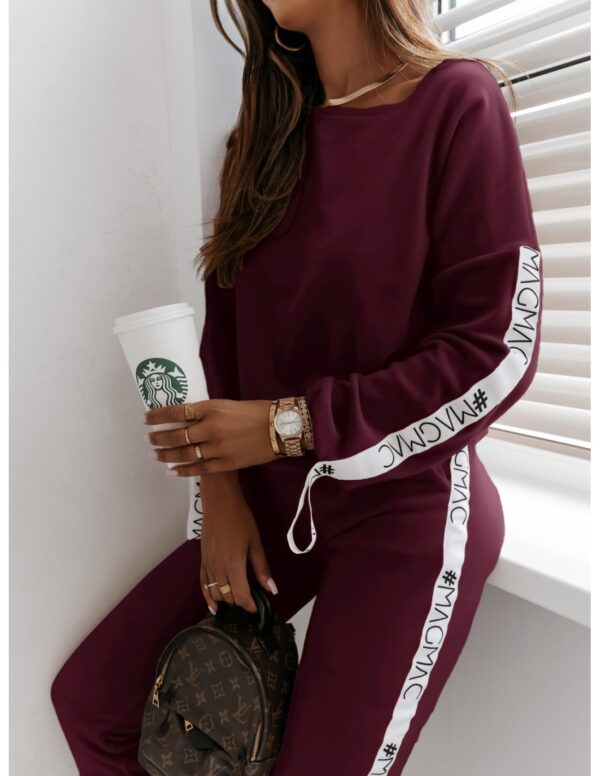 Welurowy komplet bluza+spodnie MAIA - bordowy