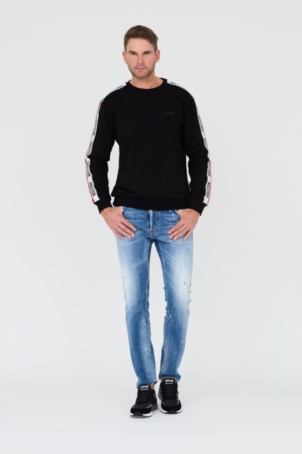 MOSCHINO Czarna męska bluza z lampasami