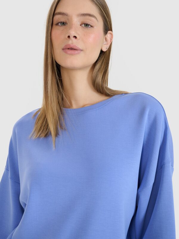 4F Bluza dresowa nierozpinana z modalem damska - niebieska