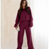 Komplet dzianinowy z szerokimi spodniami MILENA - bordowy