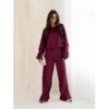 Komplet dzianinowy z szerokimi spodniami MILENA - bordowy