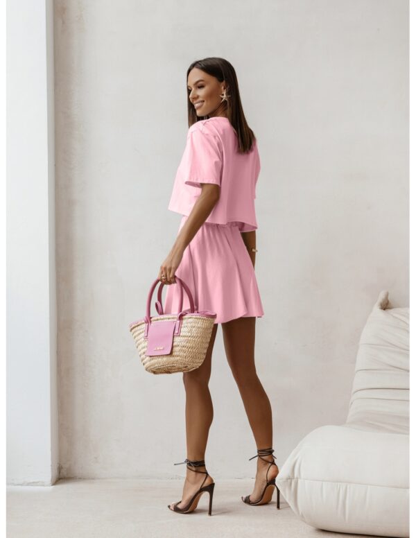 9de9a177bb8b7336122a404dd2d4e31fb25f38c1 Bawełniany komplet top i spódnico-spodenki TALLA - pudrowy róż