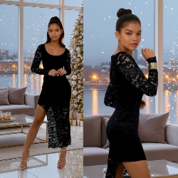 Sukienka koronkowa maxi Lily czarna