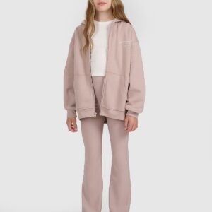 4F Bluza dresowa rozpinana z kapturem dziewczęca - beżowa 134 (8-9 lat)