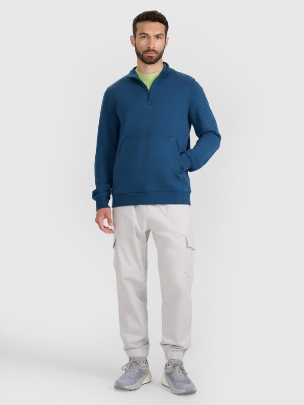 4F Bluza dresowa nierozpinana bez kaptura męska - turkusowa