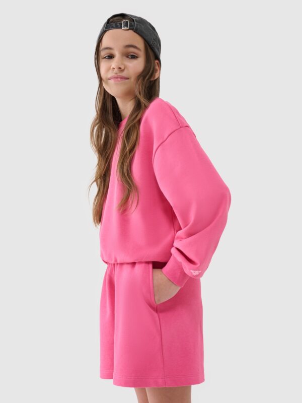 4F Bluza dresowa nierozpinana bez kaptura dziewczęca - różowa 140 (9-10 lat)