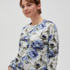 Bluza w kwiaty bez kaptura niebieska