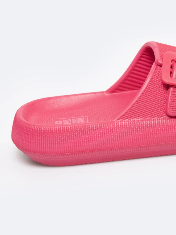 Klapki damskie z ozdobną klamrą różowe RR274A583 602