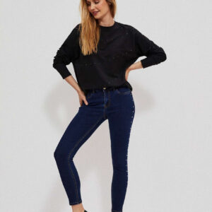 Jeansy typu rurki z dżetami