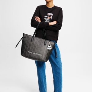 KARL LAGERFELD Czarna damska bluza z cyrkoniami Ikon Rs Duo