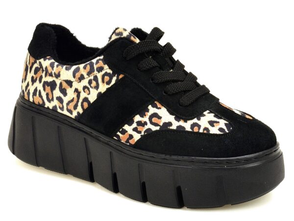 Czarne skórzane ocieplane półbuty damskie Vinceza 66841