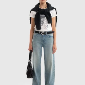 Jeansy damskie z szeroką nogawką z kolekcji Authentic niebieskie Atrea 130