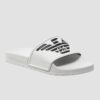 EMPORIO ARMANI Białe klapki Mules PVC logo