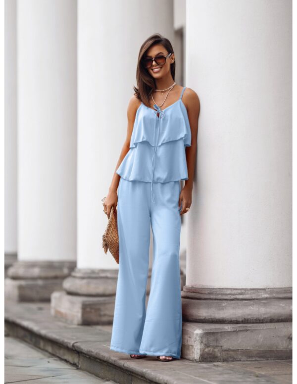 Komplet top z szerokimi spodniami AMARE - błękitny