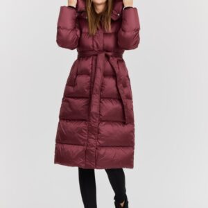 HETREGO Bordowy damski puchowy płaszcz Karen Woman Quilted Coat, Rozmiar 42 EU - 46 IT