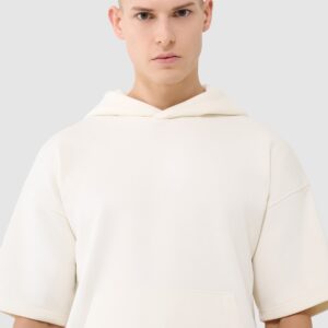 4F Bluza z krótkim rękawem z kapturem męska - biała