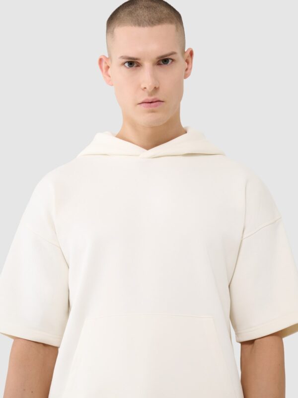 4F Bluza z krótkim rękawem z kapturem męska - biała