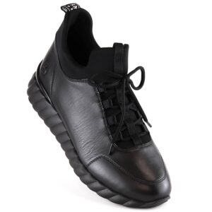 Skórzane półbuty botki damskie ocieplane czarne Rieker Remonte D5977-01