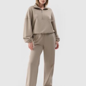 4F Bluza dresowa bez kaptura damska - beżowa