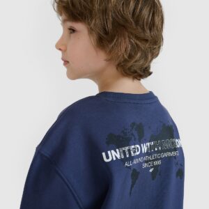 4F Bluza dresowa nierozpinana bez kaptura chłopięca - granatowa 122 (6-7 lat)