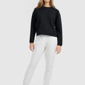 4F Bluza dresowa nierozpinana bez kaptura damska - czarna