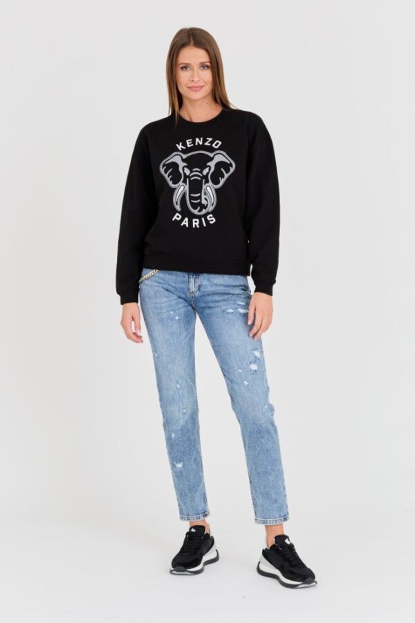 KENZO Czarna damska bluza VARSITY JUNGLE' ELEPHANT EMBRO