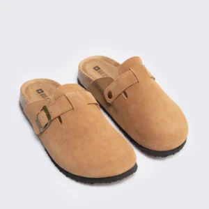 Klapki damskie ze skóry naturalnej brązowe RR274A602 803